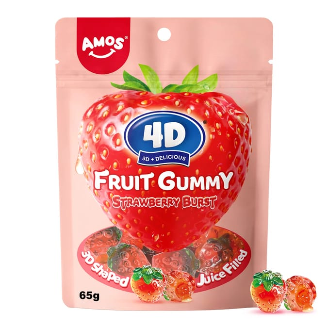 Amos 4D Juice Filled Fruit Gummy 65g